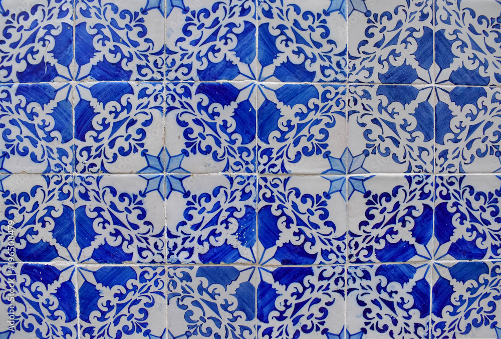 Tile blue pattern in lisbon, portugal