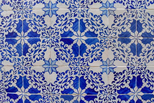 Tile blue pattern in lisbon, portugal