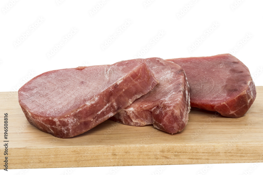 tuna slices in raw pieces in detail tuna slices in raw pieces in detail