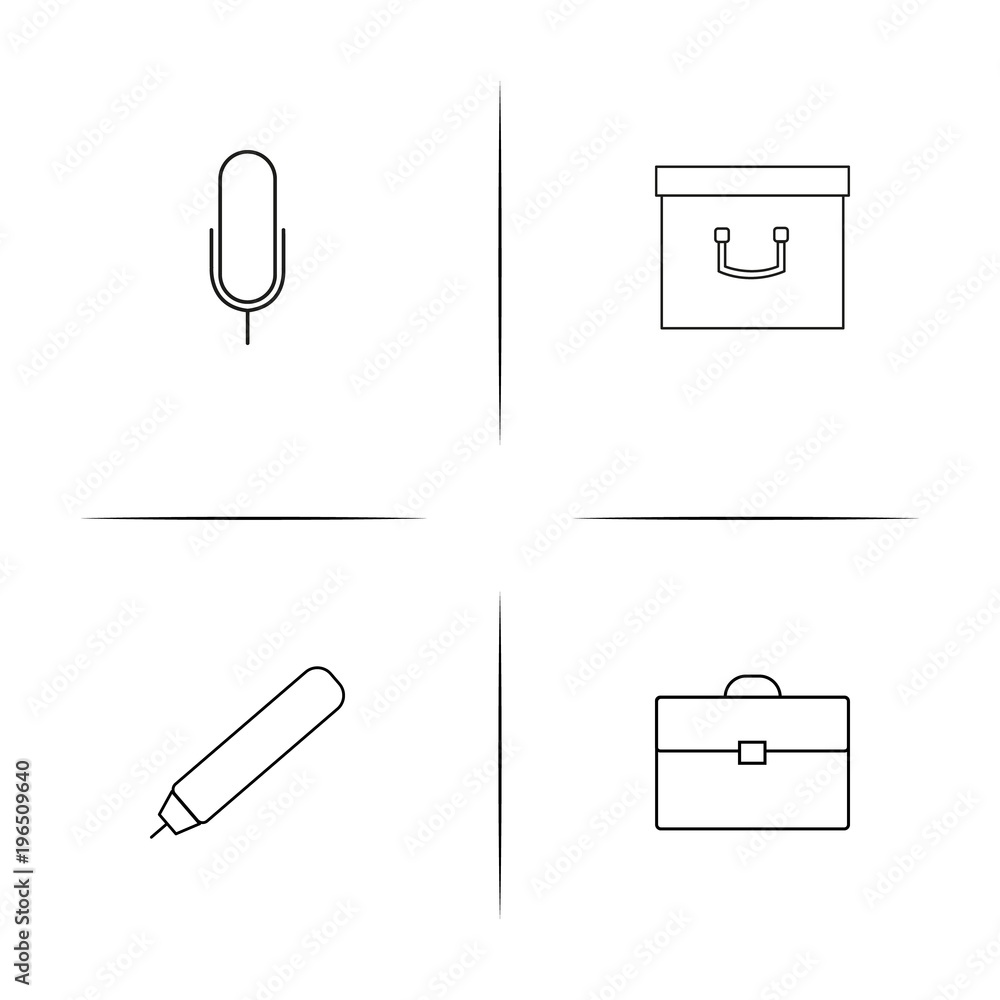Office simple linear icon set.Simple outline icons Office simple linear icon set.Simple outline icons