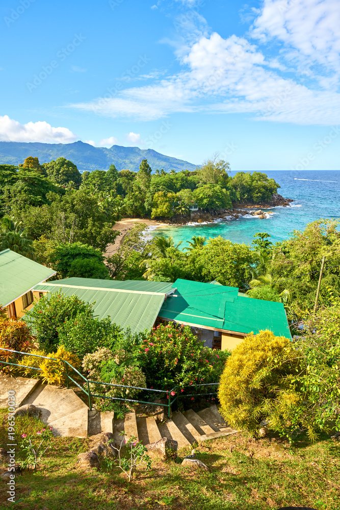 Overlook of North Seychelles near vista do mar, Mahe island, seychelles Overlook of North Seychelles near vista do mar, Mahe island, seychelles