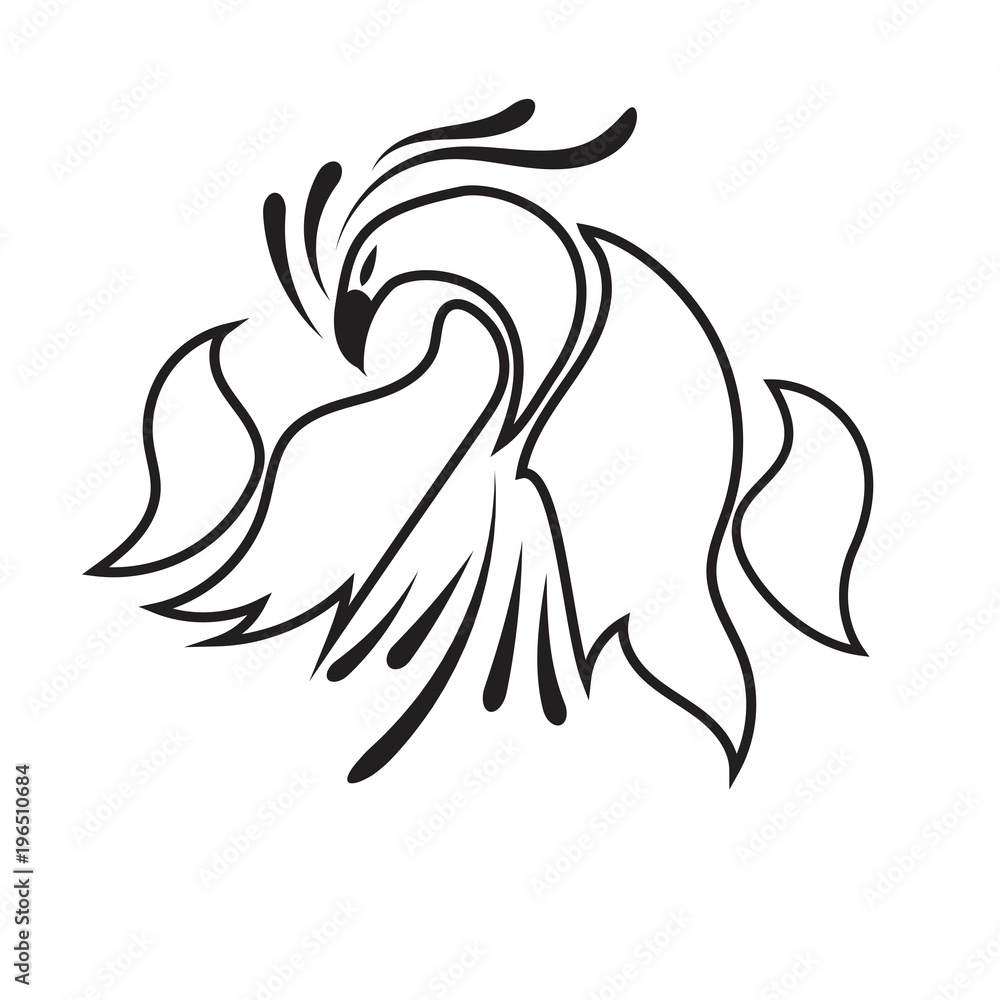 logo black bird line on white background.vector illustration