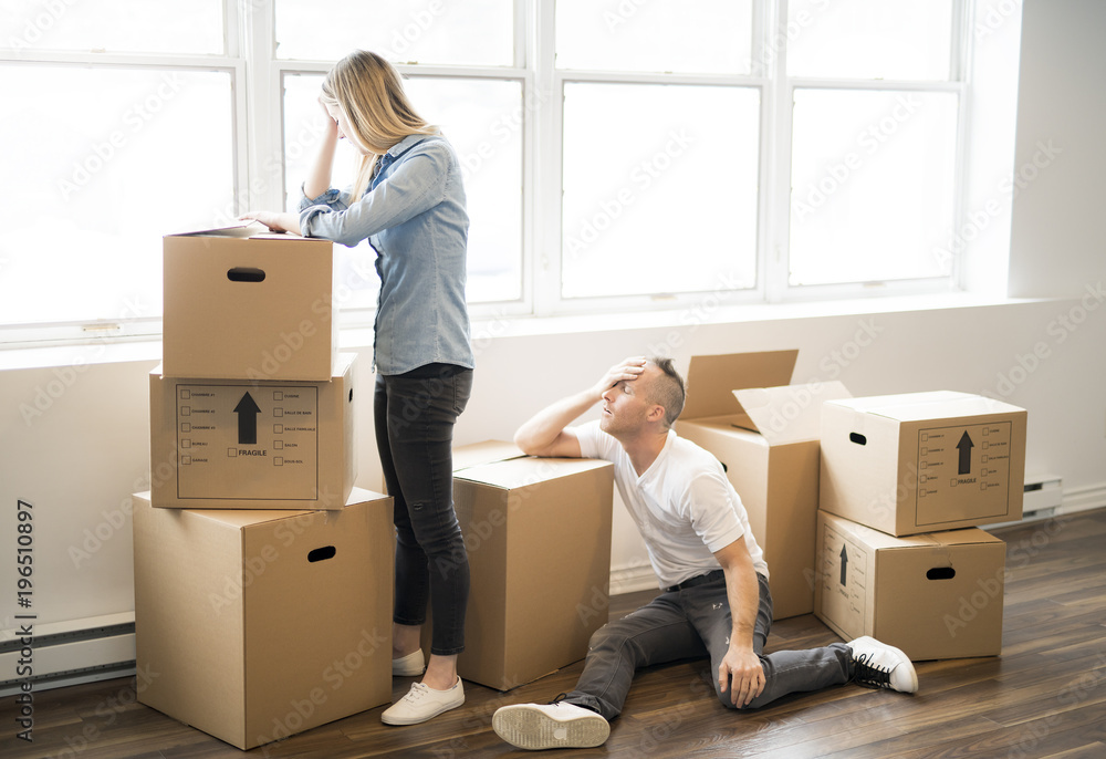 A woman with box at home A woman with box at home