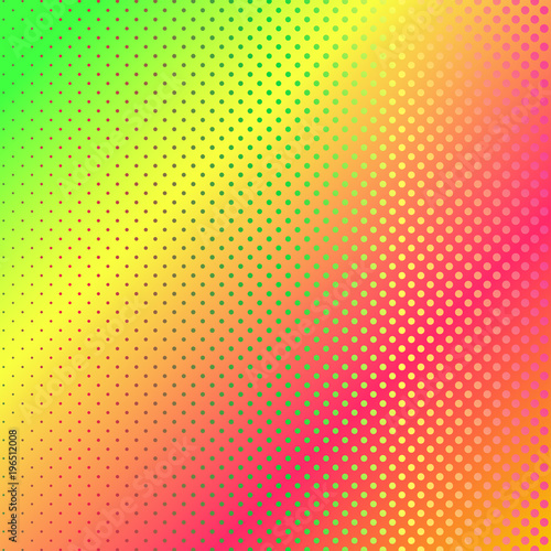 Color gradient halftone background. Soft colors background with dots. Colorful abstract halftone background. Green  yellow  pink  orange bright colors. Vector illustration AI10