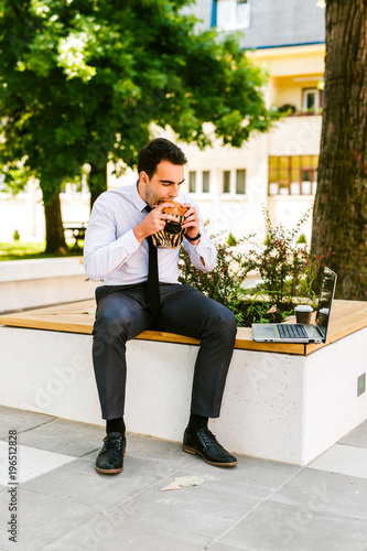 Young IT engineer at breafast