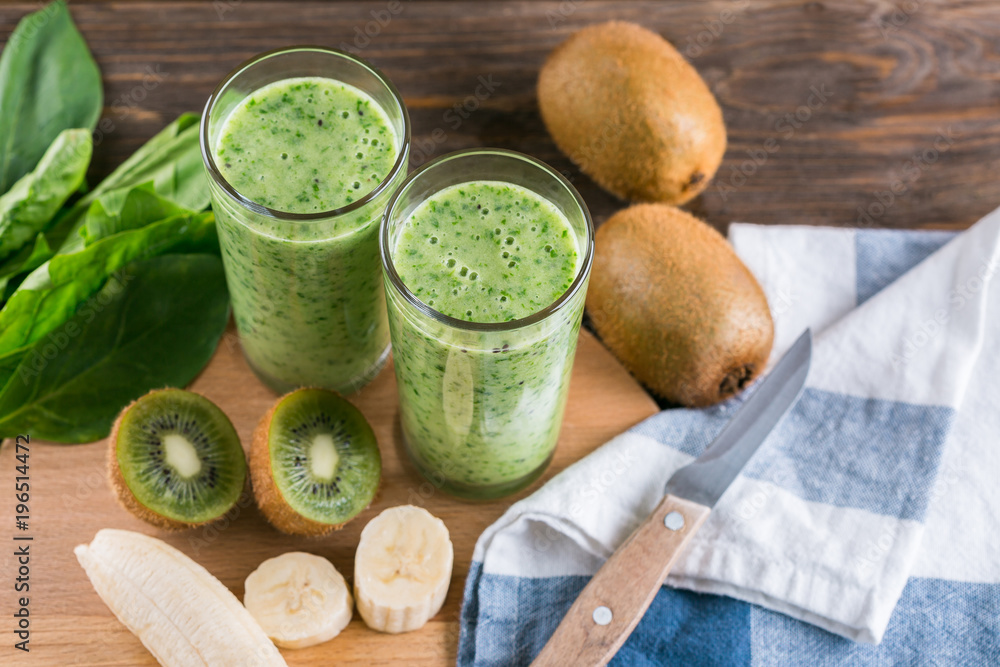 smoothies from kiwi, banana, spinach smoothies from kiwi, banana, spinach
