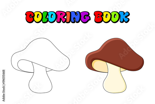 boletus mushroom coloring book isolated on white background