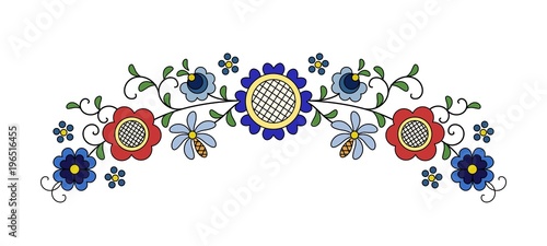 Traditional, modern Polish - Kashubian floral folk decoration vector