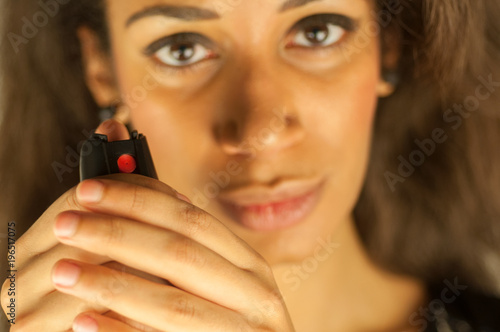 sexy girl with pepper spray for her security