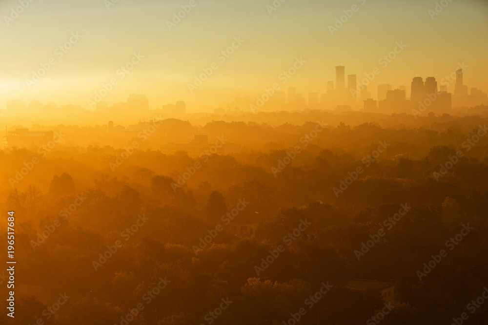 Foggy morning over Toronto's skyline 