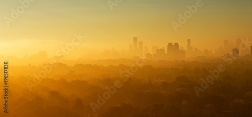 Foggy morning over Toronto's skyline 