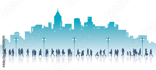 Walking in a city.