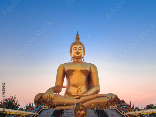 Big Buddha statue in sunset, Thailand. photo