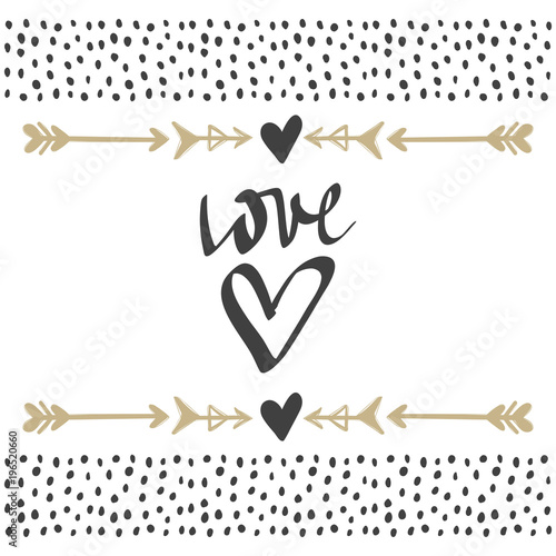 Vector greeting cards on Valentine's Day. Hearts, love, arrows.