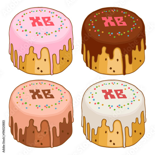 vector set of easter cakes with an inscription XB