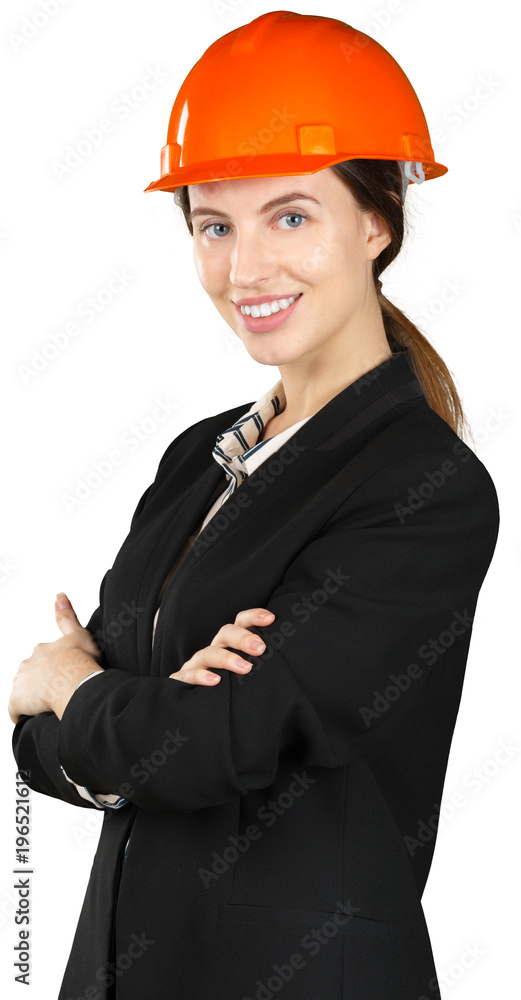 Smiling business woman engineer Smiling business woman engineer