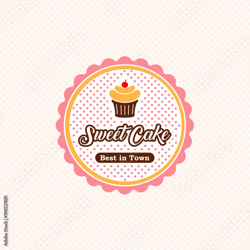sweet cake logo template. cake label design