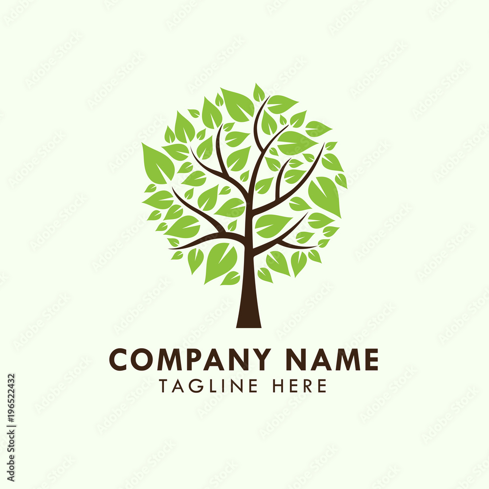 Obraz premium tree vector logo template in circle shape. tree icon