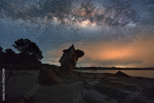 Core of Milky way rise above Kudat, Malaysia sky. image contain soft focus and noise due to long expose and high ISO.