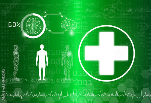 abstract background technology concept in green light,human body heal,technology modern medical science in future and global international medical with tests analysis clone DNA human
