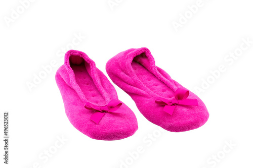 Slippers pink shoes on the white background