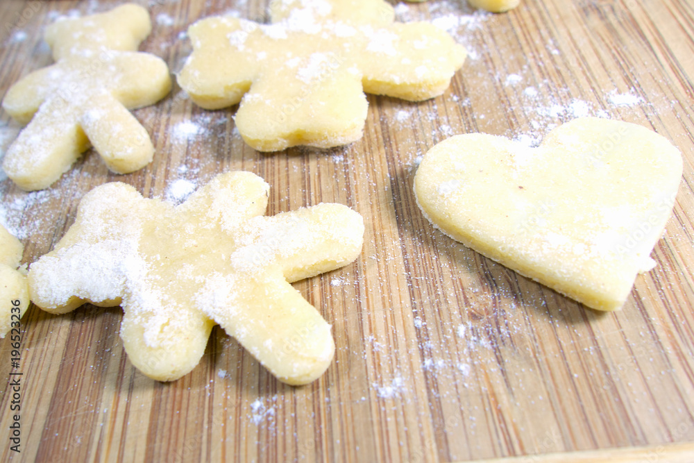 Process preparing the Christmas ginger cookies with molds Process preparing the Christmas ginger cookies with molds