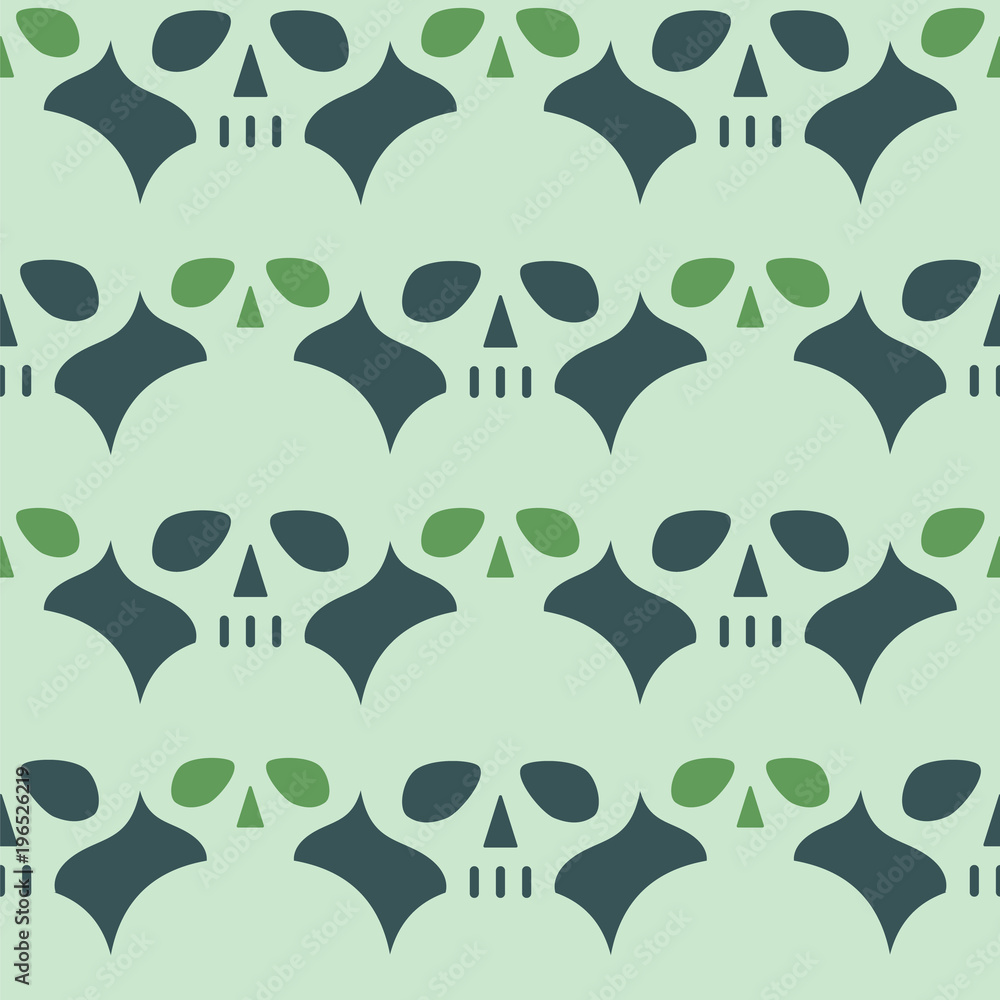 Fototapeta premium Vintage vector background with skulls. Seamless pattern.