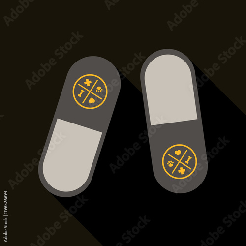 Pet drugs, vitamins. Outline vector illustration isolated on background for advertising banners, flyers, posters and other items.