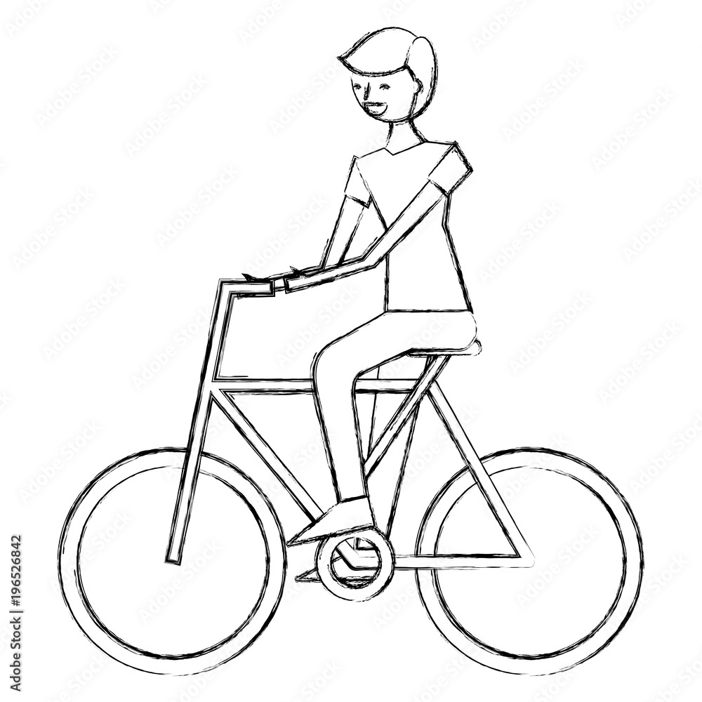 young man riding bike activity vector illustration sketch design young man riding bike activity vector illustration sketch design