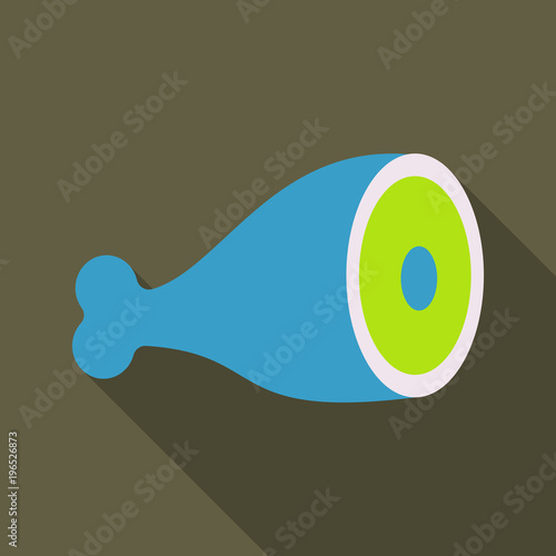 Ham icon. Piece of smoked pork - delicious meat for sandwich. Fat food vector symbol. Illustration isolated on background. Design element in cartoon style.