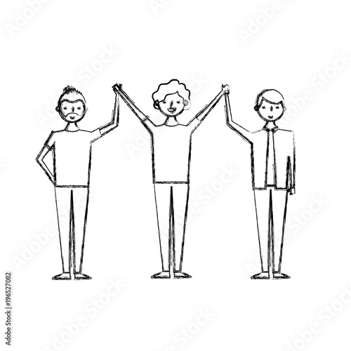 people male character men friends holding hands vector illustration sketch design