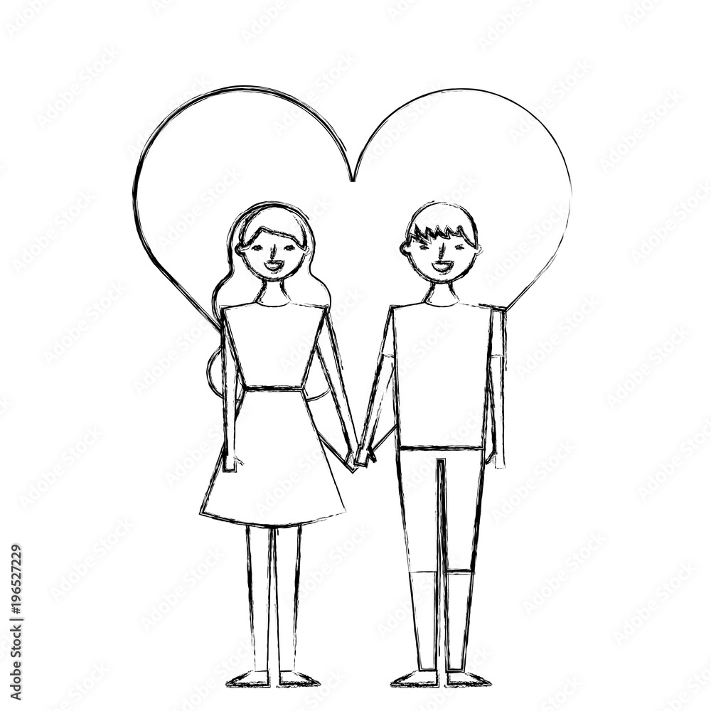 couple of young people in love heart romantic vector illustration sketch design couple of young people in love heart romantic vector illustration sketch design
