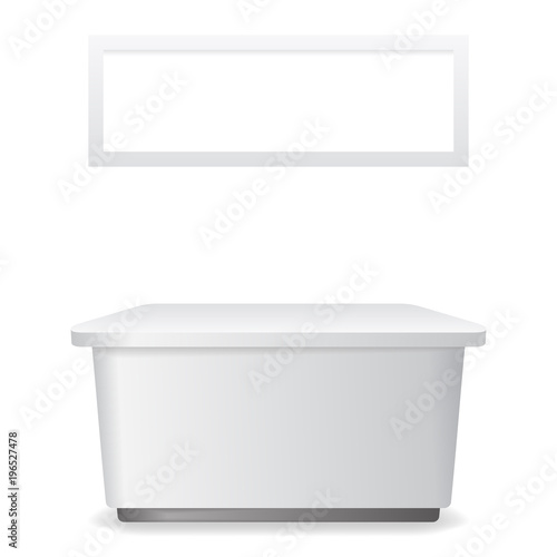 3d office table reception template vector illustration