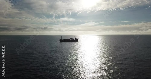 Aerial view of an offshore oil installation 