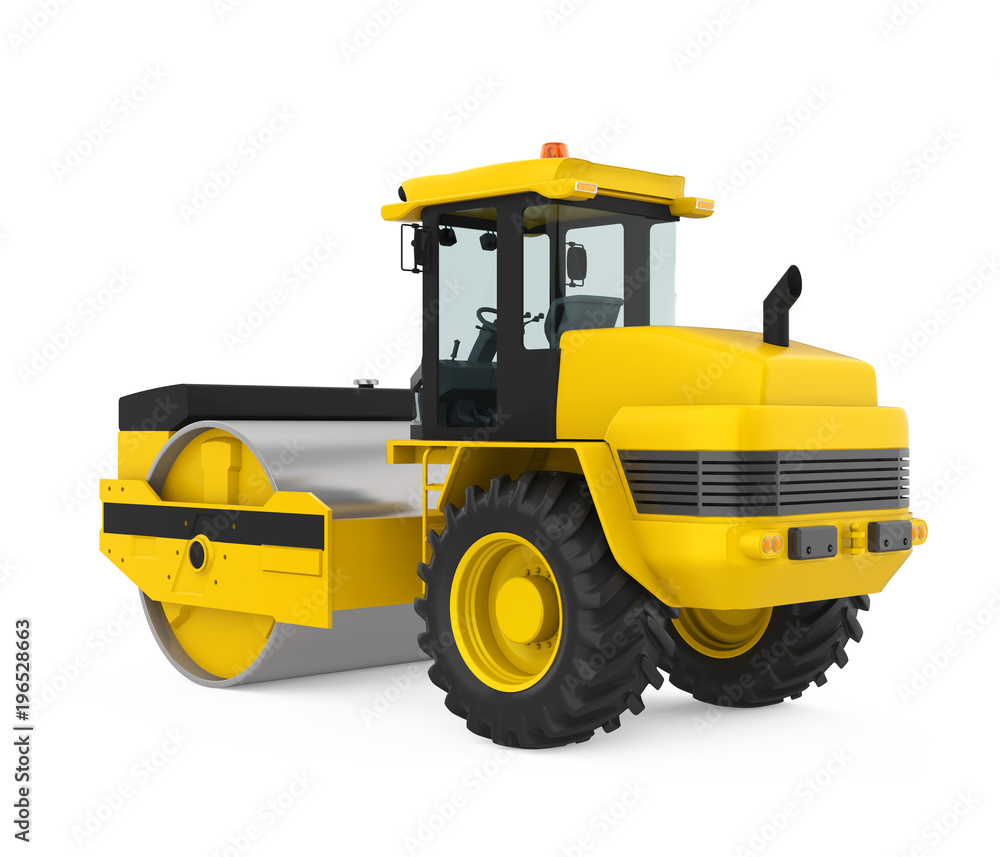 Yellow Road Roller Isolated Yellow Road Roller Isolated