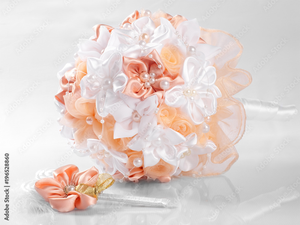 Wedding bouquet from textile with pearls