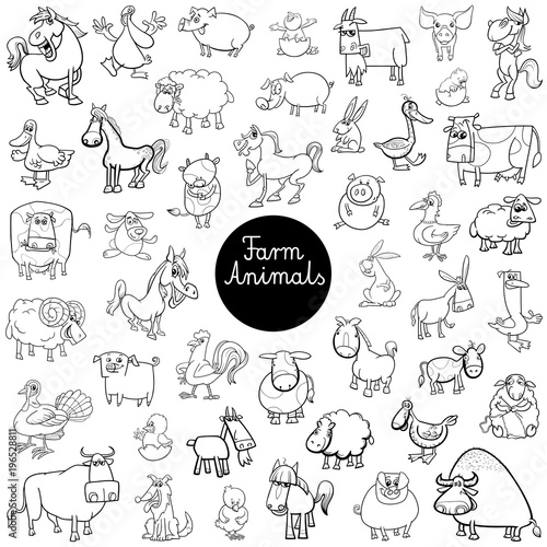 farm animal characters set color book