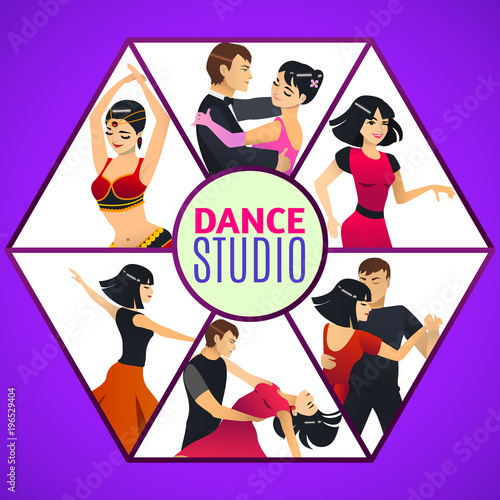 Dance Studio Template in Cartoon Style