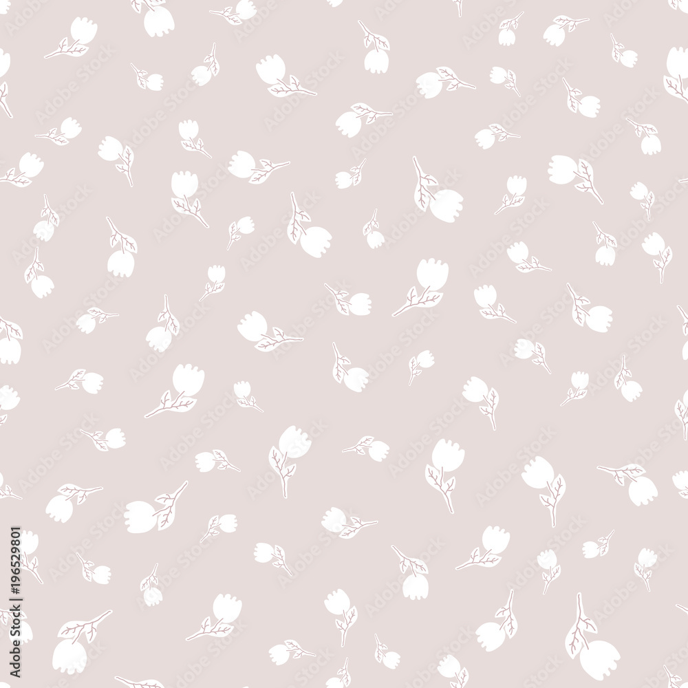 Pale pastel color vector seamless pattern whith light tulips. Texture for wrapping paper, scrapbooking design