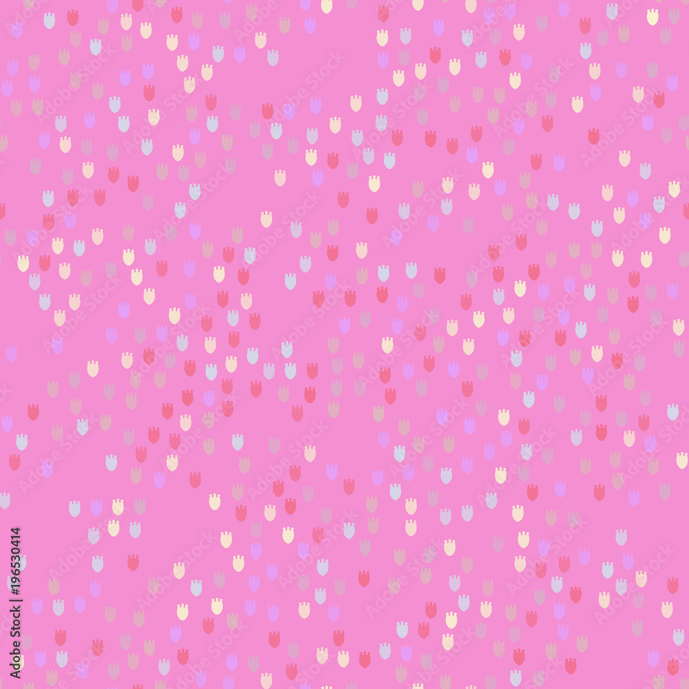 Bright vector seamless pattern whith sparkling tulips. Texture for textile, wrapping paper, scrapbooking design