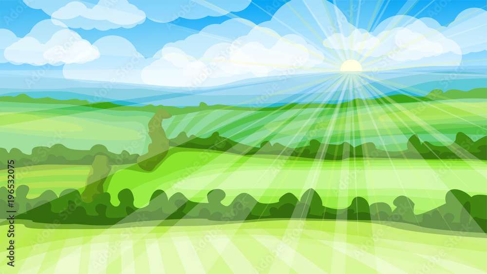 Obraz premium Rural vector landscape with fields
