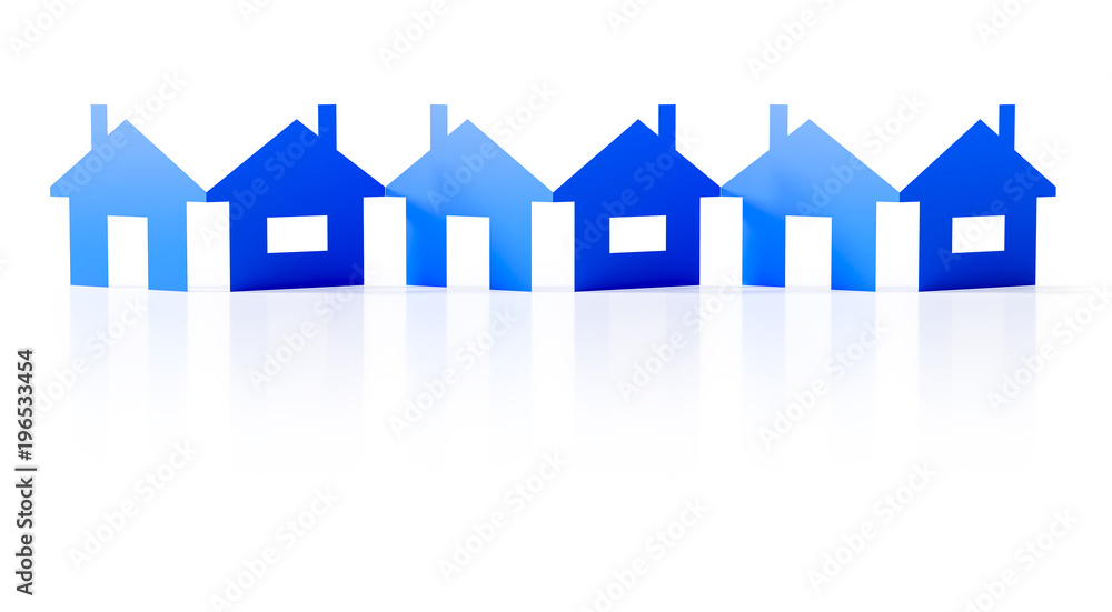 a paper cutout row of blue houses background a paper cutout row of blue houses background