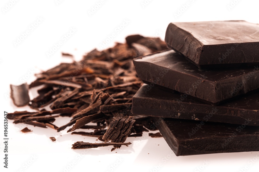 Fototapeta premium Dark Chocolate Blocks and Pieces