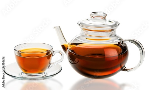 Clear teapot and teacup