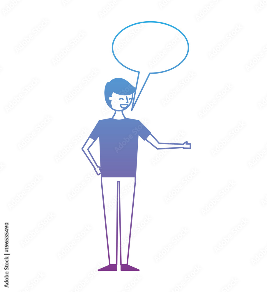 young people male man with speech bubble talk vector illustration degrade color design young people male man with speech bubble talk vector illustration degrade color design