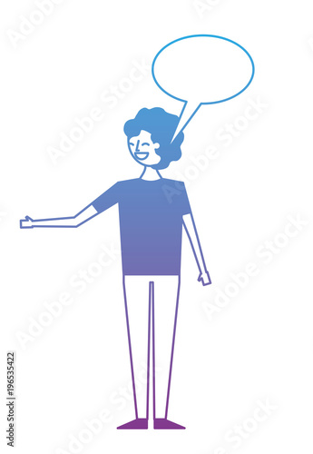 Wallpaper Mural young people male man with speech bubble talk vector illustration degrade color design Torontodigital.ca
