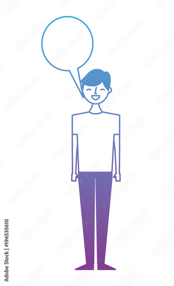 young people male man with speech bubble talk vector illustration degrade color design young people male man with speech bubble talk vector illustration degrade color design