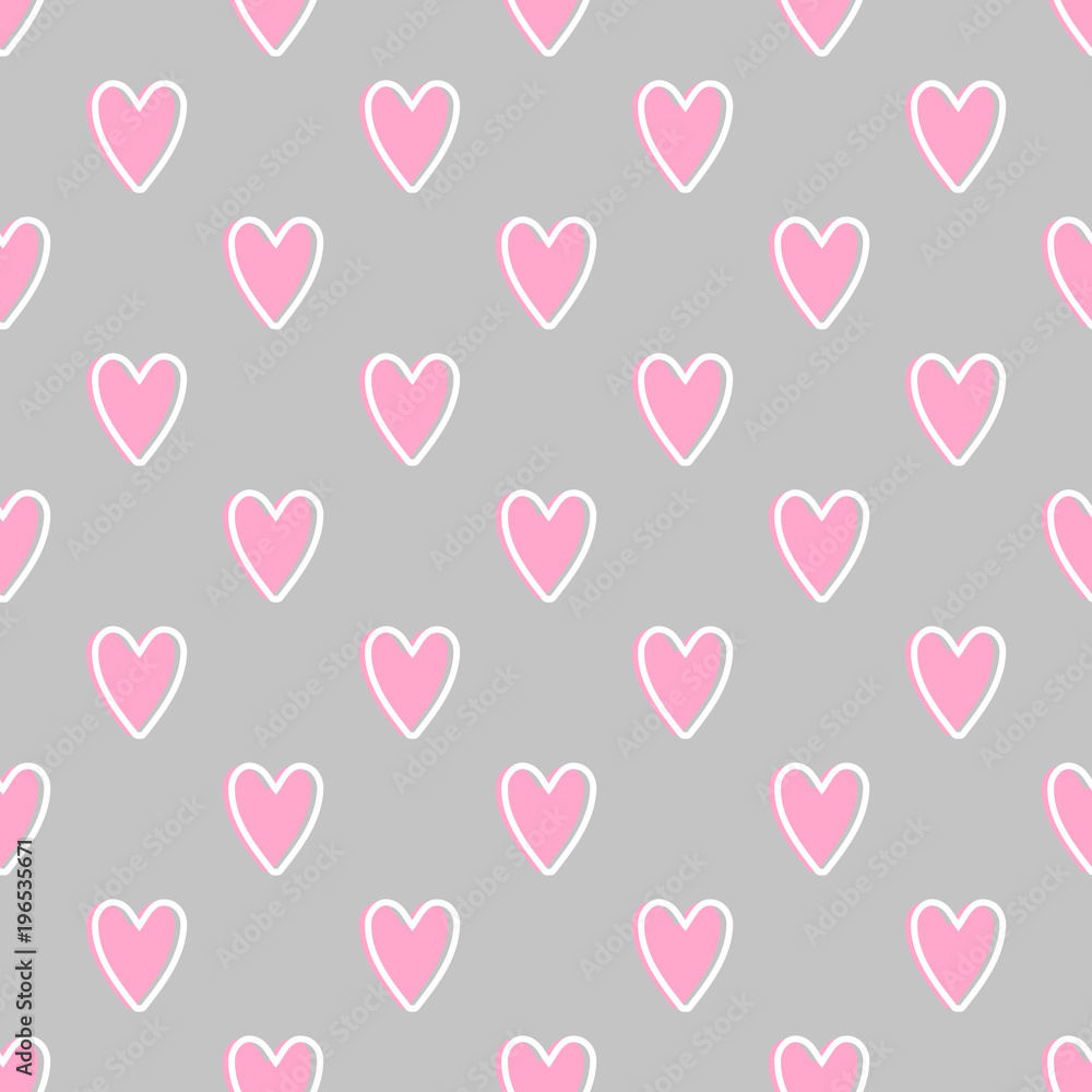 Seamless cute vector pattern with hearts