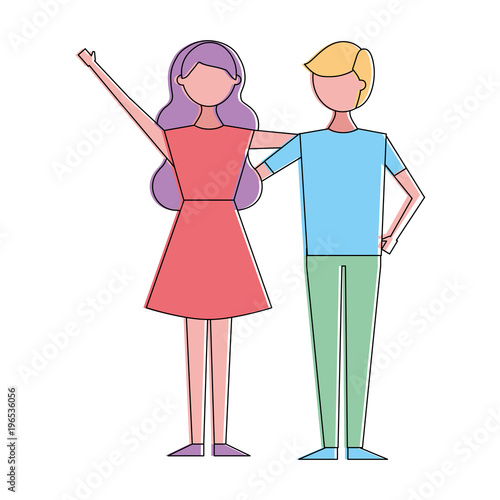 couple of young people relationship characters vector illustration
