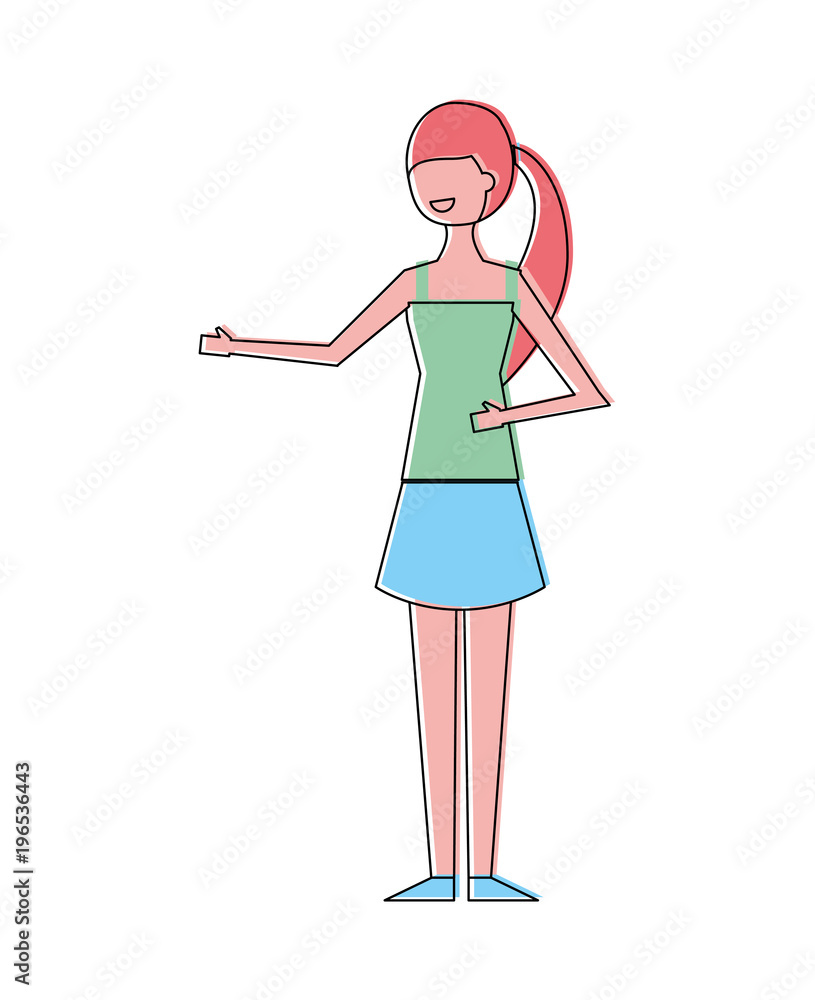 young woman people character gesturing with arms vector illustration young woman people character gesturing with arms vector illustration